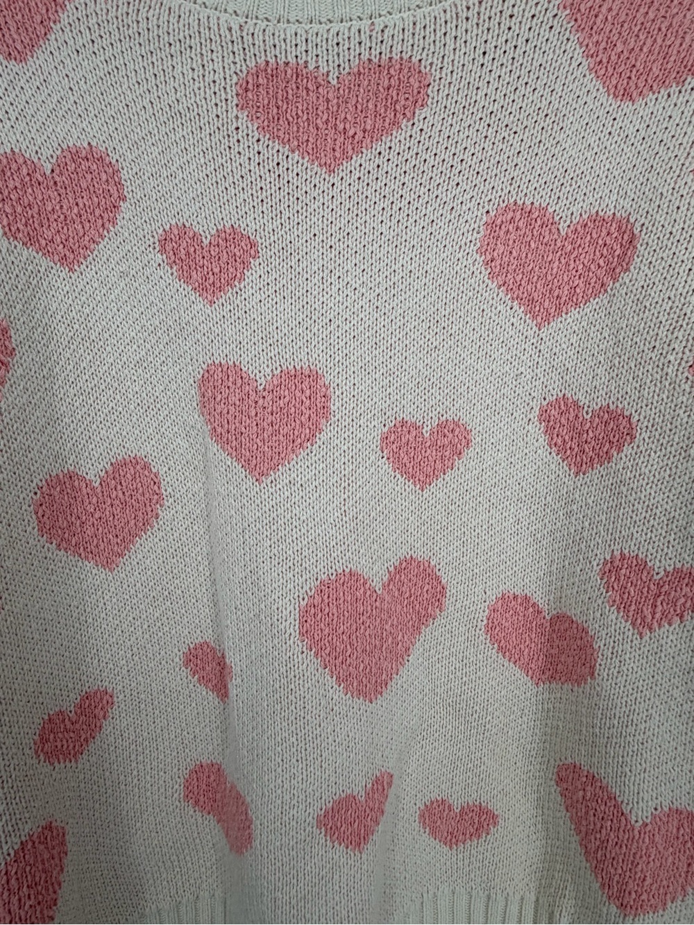 Marled Cream & Pink Heart Crewneck Sweater - Picture 3 of 6